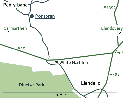 Pontbren in relation to Llandeilo
