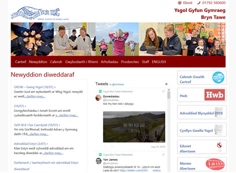 Ysgol bryn Tawe website screenshot