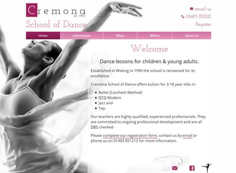 Cremona Dance website screenshot
